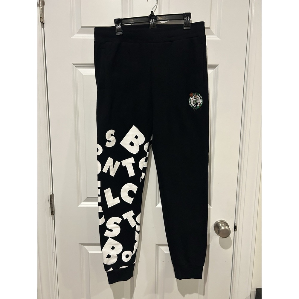 Boston Celtics FISLL Men's XL Jogger Sweatpants Black EUC Drawstring